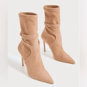 Stuart Weitzman Camel Suede Heeled Boots